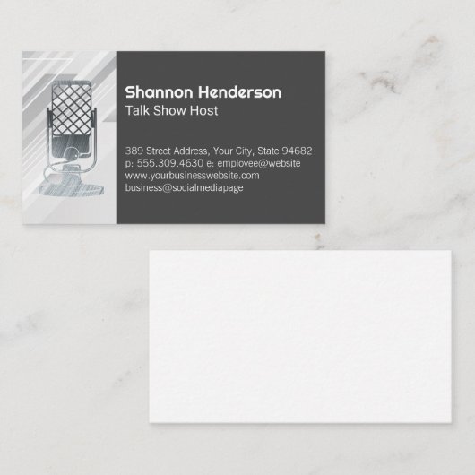 metaalmicrofoon | podcast visitekaartje (Voorkant / Achterkant)