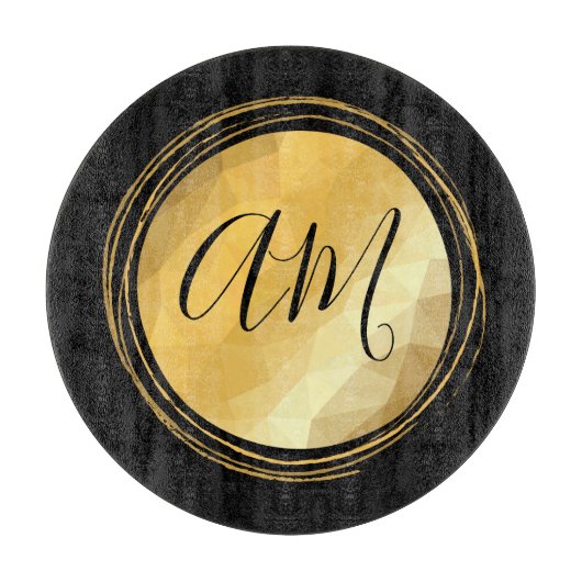 Metaalmonogram voor zwart en goud snijplank (Voorkant)