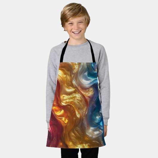 Metaalolievlek Abstract Schort (Gedragen)