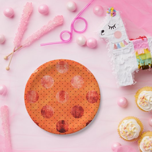 Metaaloranje en koperen polka stip papieren bord (Feest)