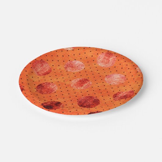 Metaaloranje en koperen polka stip papieren bord (Gekanteld)