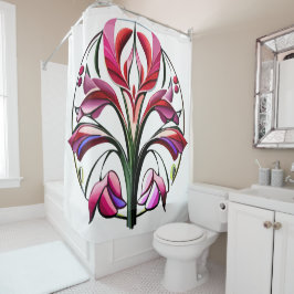 Metaalorchidee: Roze en gele extravaganza Douchegordijn