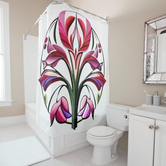 Metaalorchidee: Roze en gele extravaganza Douchegordijn (In situ)