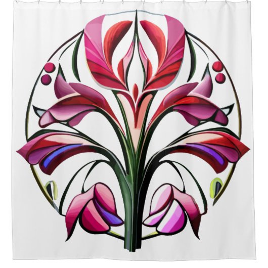 Metaalorchidee: Roze en gele extravaganza Douchegordijn (Voorkant)