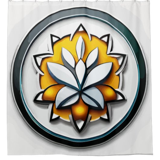 Metaalorchidee: Roze en gele extravaganza Douchegordijn (Voorkant)