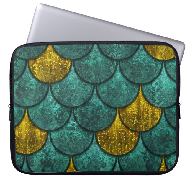 Metaaloxide: Vis Schalen Textuur Laptop Sleeve (Voorkant)