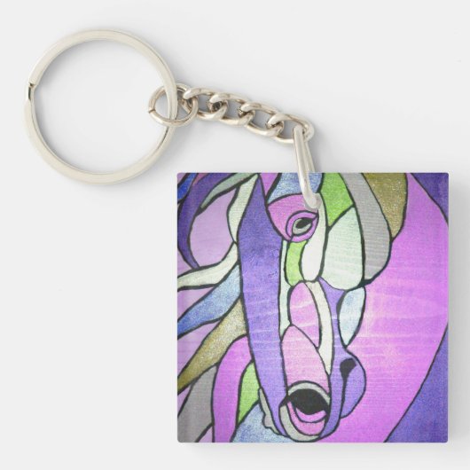 Metaalpaarden in Paarse Sleutelhanger (Voorkant)