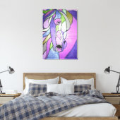 Metaalpaarden op Paars Canvas Afdruk (Insitu (Slaapkamer))