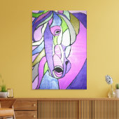 Metaalpaarden op Paars Canvas Afdruk (Insitu (Woonkamer))