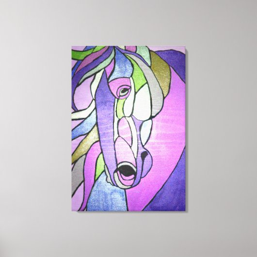 Metaalpaarden op Paars Canvas Afdruk (Voorkant)