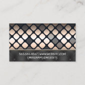 metaalpatroon | Zwart gestoffeerde vulling Visitekaartje (Achterkant)