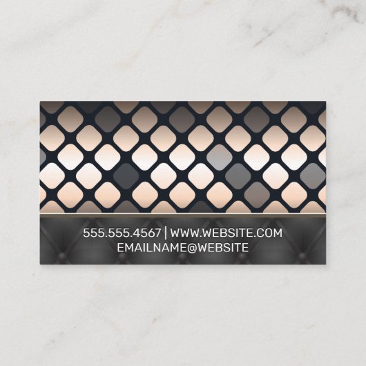 metaalpatroon | Zwart gestoffeerde vulling Visitekaartje (Achterkant)