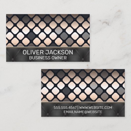 metaalpatroon | Zwart gestoffeerde vulling Visitekaartje (Voorkant / Achterkant)