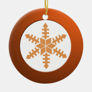 Metaalremcirkel en sneeuwvlok keramisch ornament