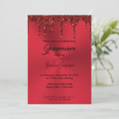 Metaalrode glinsterende Quinceanera-uitnodiging Kaart (Staand voorkant)