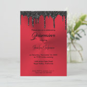 Metaalrode glinsterende Quinceanera-uitnodiging Kaart (Staand voorkant)