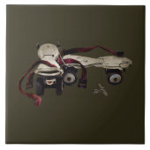 Metaalrol Schaatsen met sleutel Tegeltje (Voorkant)