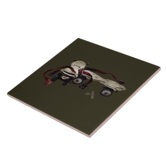 Metaalrol Schaatsen met sleutel Tegeltje (Zijkant)