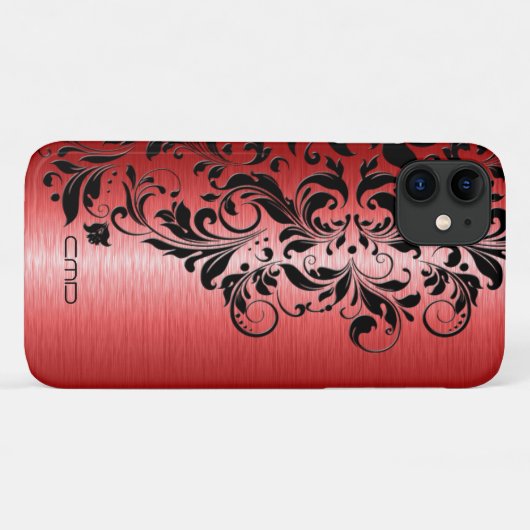 Metaalrood geborsteld aluminium zwarte zijde Case-Mate iPhone case (Achterkant (horizontaal))