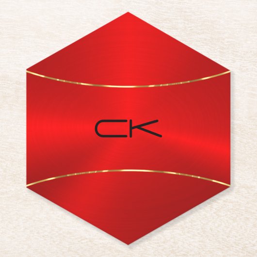 Metaalrood met gouden accent kartonnen onderzetters (Voorkant)