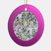 Metaalroze cirkel en pasteelgranietrots keramisch ornament (Links)