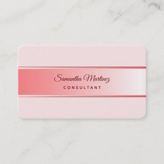 Metaalroze en witte achtergrond Visitekaartje (Voorkant)