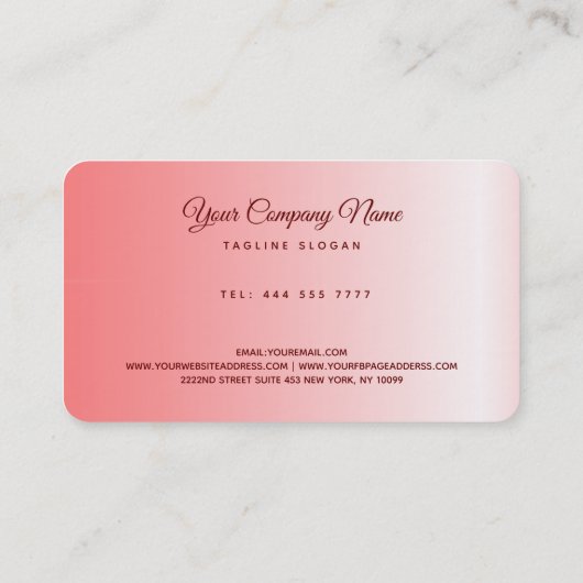 Metaalroze en witte achtergrond Visitekaartje (Achterkant)