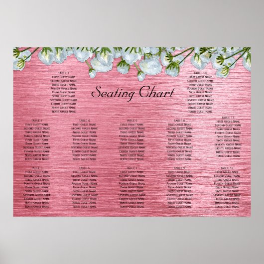 Metaalroze en witte rozenrooster poster (Voorkant)