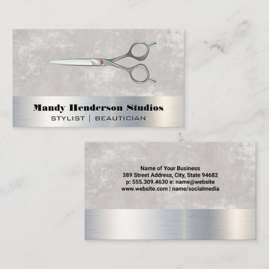 Metaalschaar | Metaal en textuur Visitekaartje (Voorkant / Achterkant)