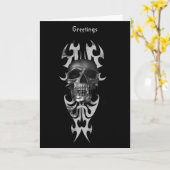 Metaalschedel op tribaal-stijlpatroonkaart kaart (Gele Bloem)