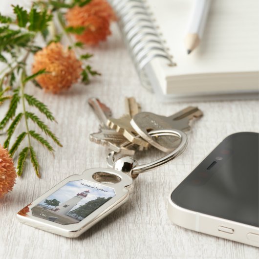 Metaalsleutelketen van Marblehead Lighthouse Sleutelhanger (Zijkant)