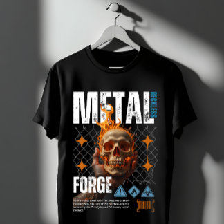 Metaalsmidse Vlammende Schedel Industrieel Streetw T-shirt