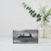 Metaalstaal | Onroerend goed | City Skyline Visitekaartje (Staand voorkant)