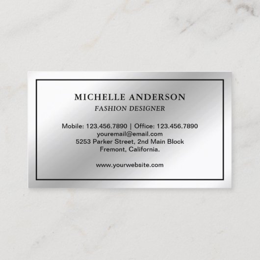 Metaalstaal Zilveren Folie Hoge Hakken Stiletto's Visitekaartje (Achterkant)