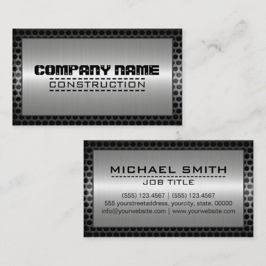 Metaalstalen rand zonder metalen rand 3 visitekaartje (Voorkant / Achterkant)