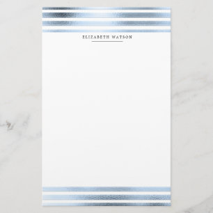 metaalstrepen blauw modern Monogram Briefpapier