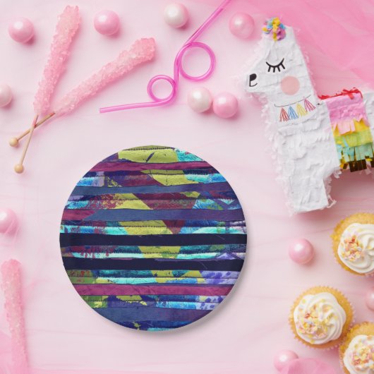 Metaalstrepen Papieren Bordje (Feest)
