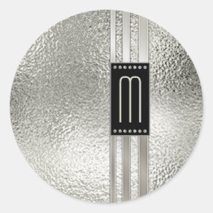 Metaalstrips op Glass Monogram Beige ID443 Ronde Sticker