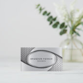 Metaalstructuur en Skidplate, geborsteld aluminium Visitekaartje (Staand voorkant)