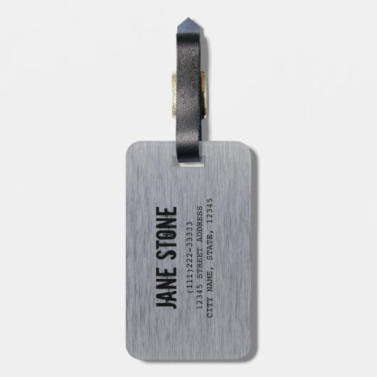 Metaalstructuur van aluminium geborsteld bagagelabel (Achterkant verticaal)