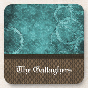 Metaaltandwielstellen, Onderzetter-set, Blauwgroen Onderzetter