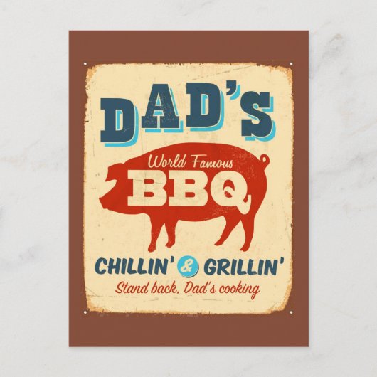  metaalteken - Papa's BBQ Briefkaart (Voorkant)