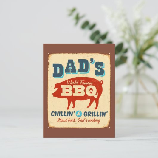  metaalteken - Papa's BBQ Briefkaart (Staand voorkant)