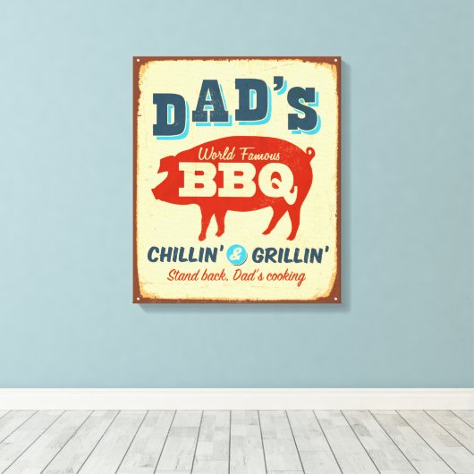 metaalteken - Papa's BBQ Canvas Afdruk (Insitu (Houten vloer))