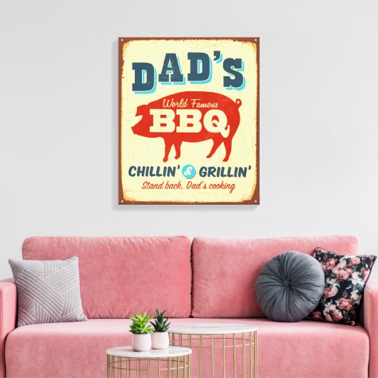 metaalteken - Papa's BBQ Canvas Afdruk (Insitu (Woonkamer))