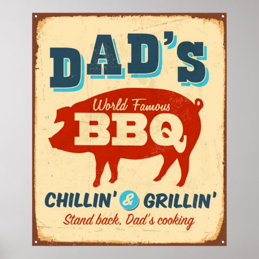  metaalteken - Papa's BBQ Poster (Voorkant)