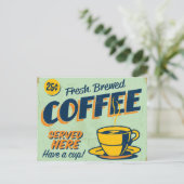  metaalteken - Verse afgebroken koffie Briefkaart (Staand voorkant)