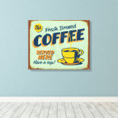  metaalteken - Verse afgebroken koffie Canvas Afdruk (Insitu (Houten vloer))