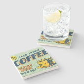  metaalteken - Verse afgebroken koffie Stenen Onderzetter (Zijkant)