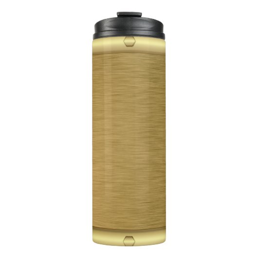 Metaaltextuur gouden oppervlak thermosbeker (Voorkant)